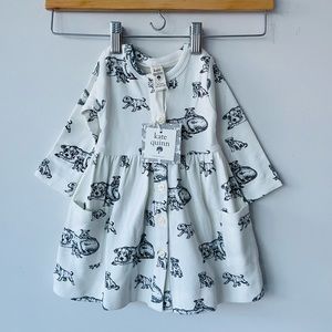 Kate Quinn Organic Cotton long sleeve pocket button baby dress puppy dogs